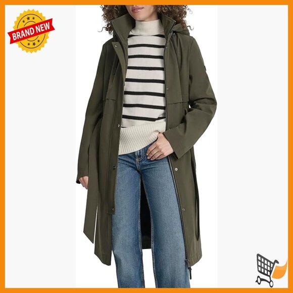 Jackets & Blazers - Long Hooded Trench Coat Water-Resistant Lightweight Belted Jacket